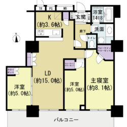 １３階・全居室が南側バルコニーに面し、開放感のあるお部屋です間取