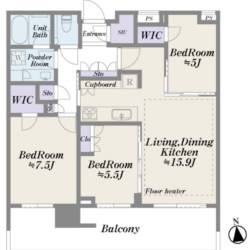 レインボーブリッジを望む南向き住戸間取