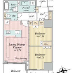 6階・北西向き・2LDK・55.18㎡間取