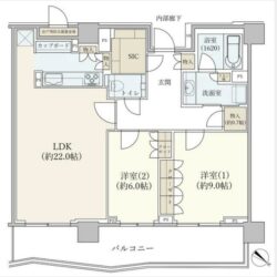 48階・北東向き・２ＬＤＫ・92.25㎡間取