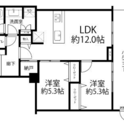 11階・北東向き・2LDK・57.71㎡間取