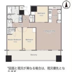 【78．67m2・南向き26階】3LDK+S＋WIC+SIC+TR間取