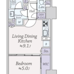 12階・南西向き・1LDK・40.00㎡間取