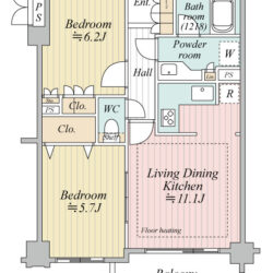 リビングと窓側のお部屋の引戸を開けることで広々と利用可能です。