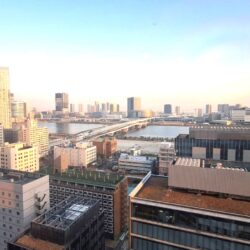 晴海運河と新豊洲方面を望む眺望