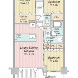 3階・南西向き・3LDK・67.60㎡間取