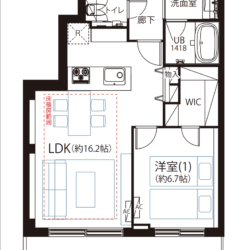 13階・南東向き・1LDK・54.94㎡間取