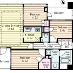 北西・北東向きのお部屋です間取