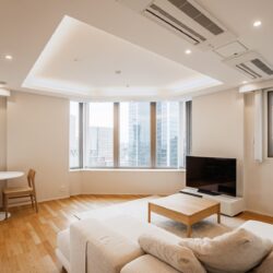 カテリーナ三田タワースイートの広々としたLDK（21.6帖）居間
