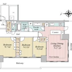 5階・南西向き・3LDK・86.41㎡間取
