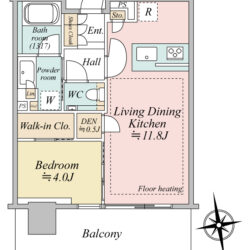 １LDK+WIC+DEN/40.22㎡/北向き間取