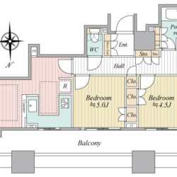 東京パークタワー　3階　3LDK　73.44㎡ 東×北×西の3面バルコニーにつき、採光・通風良好