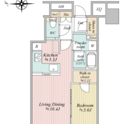 最大天井高2700mm 1.1帖のウォークインクローゼット・シューズインクロークなど収納豊富 トランクルーム（0.53㎡）※専有面積に含む間取