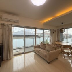 天井高約2.6mの開放的な空間で新築時モデルルームだったため、間接照明、ダイニング棚、ピクチャーレールなどのオプションが標準装備されています。居間