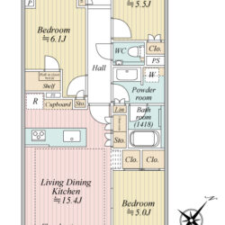 10階南東向き ３LDK間取