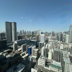 LDKのパノラマウィンドウより浜離宮と東京タワー一部を望む眺望