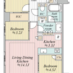 10階南東×南西角部屋・3LDK・65.71㎡間取