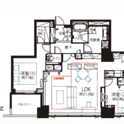2LDK/79.54㎡/東向き間取