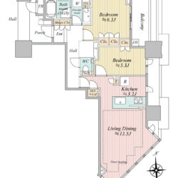 2LDK（東南角部屋）間取