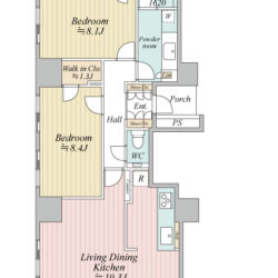 2LDK（LDK19.3帖+洋室8.4帖+洋室8.1帖）