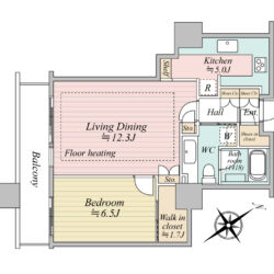 1LDK(LD12.3帖+K5.0帖+洋室6.5帖)間取
