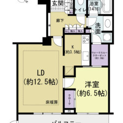 16階・北東向き・1LDK・57.71㎡間取