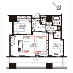 ２LDK（LDK20.1帖＋洋室8.0帖+洋室6.8帖）間取