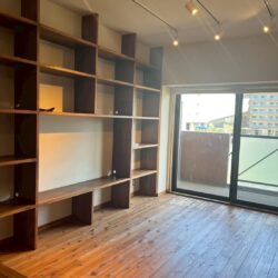 照明はライティングレールを使用したスポットライト居間